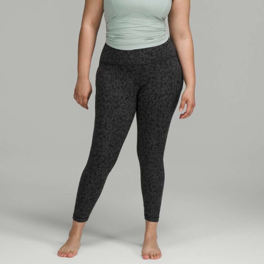 Women Lululemon Align High-Rise Pant 25" Intertwined Camo Deep Coal Multi Sz 10